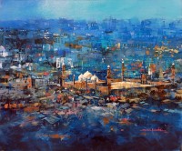 Shan Amrohvi, 30 x 36 inch, Acrylic on Canvas, Cityscape Painting, AC-SA-181